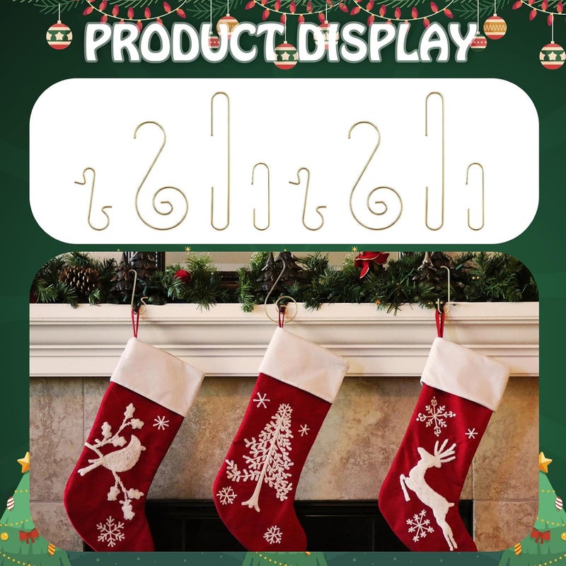 CraftyDream 300 Pieces Christmas Ornament Hooks Metal Wire Hooks Ornament Christmas Tree Hanger in 3 for Xmas Holiday Hanging Decorations (Gold) - Image 5